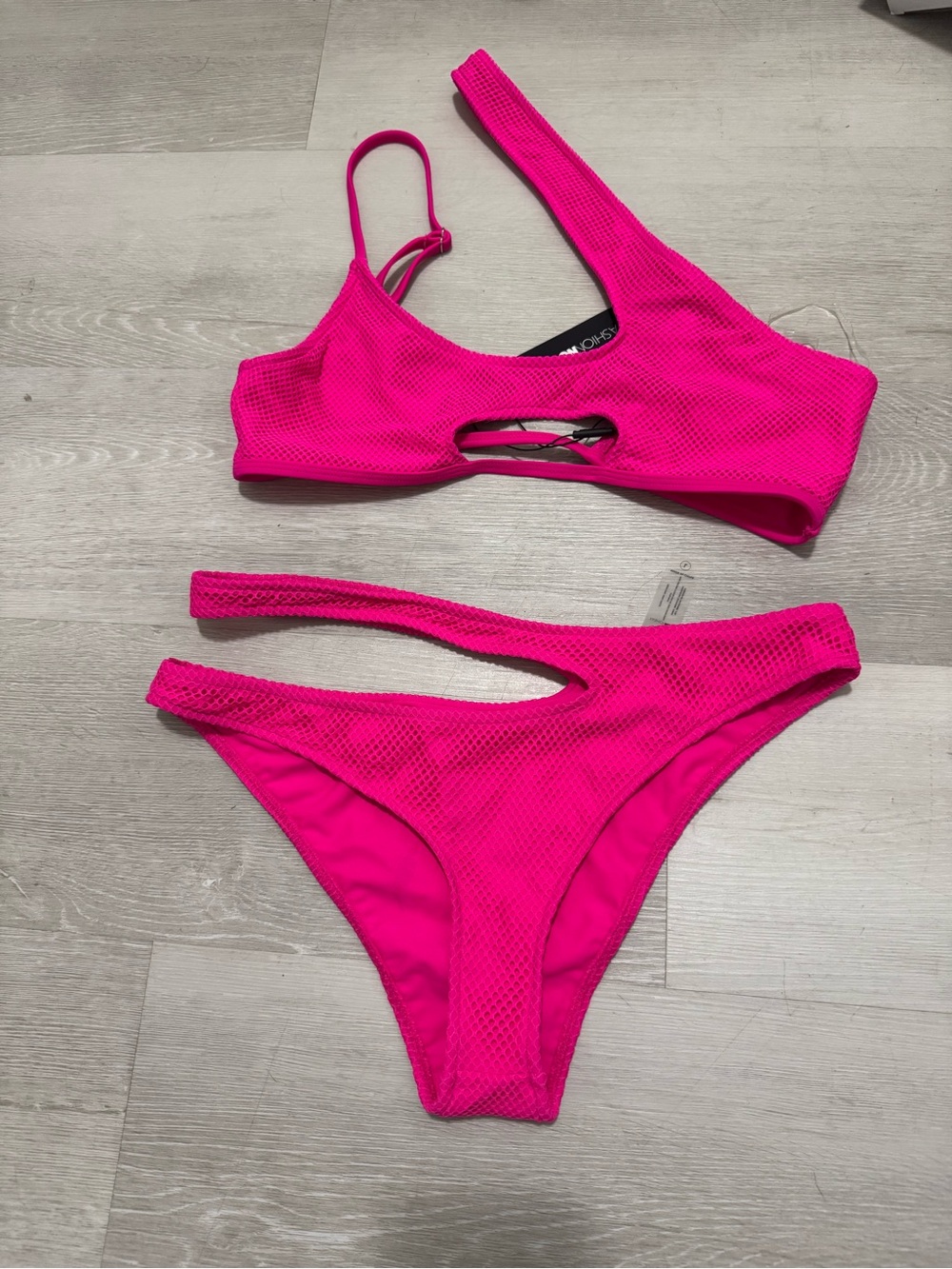 Fashion Nova Hot Pink Strappy Cutout Bikini - Picture 2 of 5